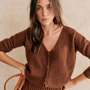 Sezane Brown Cardigan Sweater